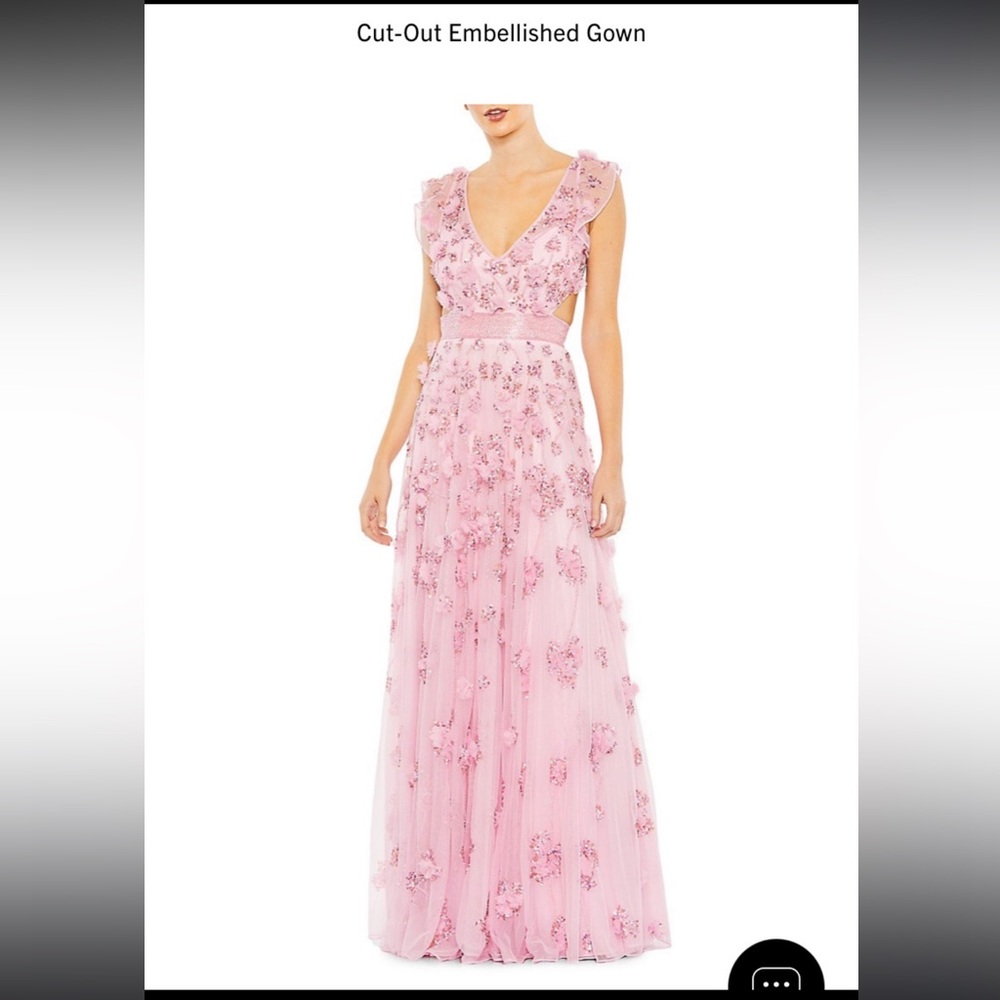 Mac Duggal pink cut out embellished gown. Size 8. Worn once.